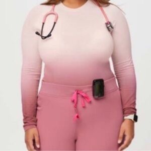 FIGS BCA Quartz Pink Ombre 2022 Long Sleeve Salta Underscrub - Size Large